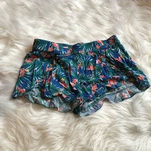 Chelsea and Violet flamingo shorts, spandex waist